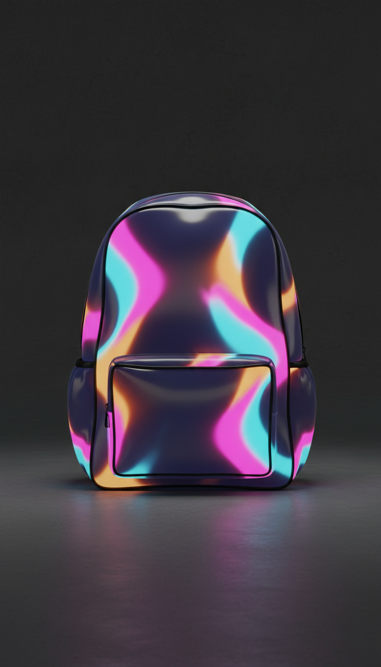 Retro-futurist holographic backpack